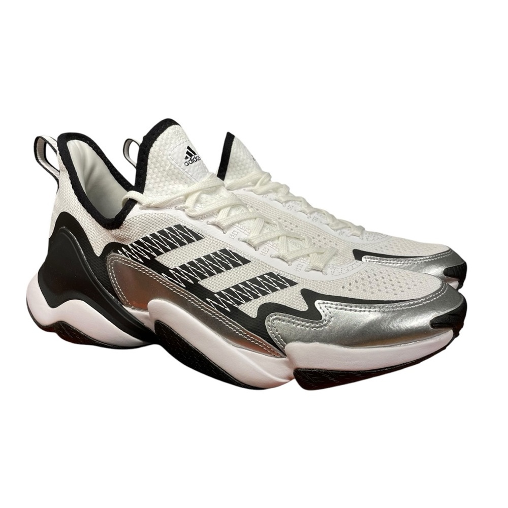 Men’s Adidas SM Impact FLX training shoe. White/Black/Silver. Size 12M.